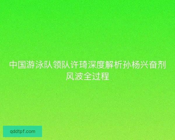 中国游泳队领队许琦深度解析孙杨兴奋剂风波全过程